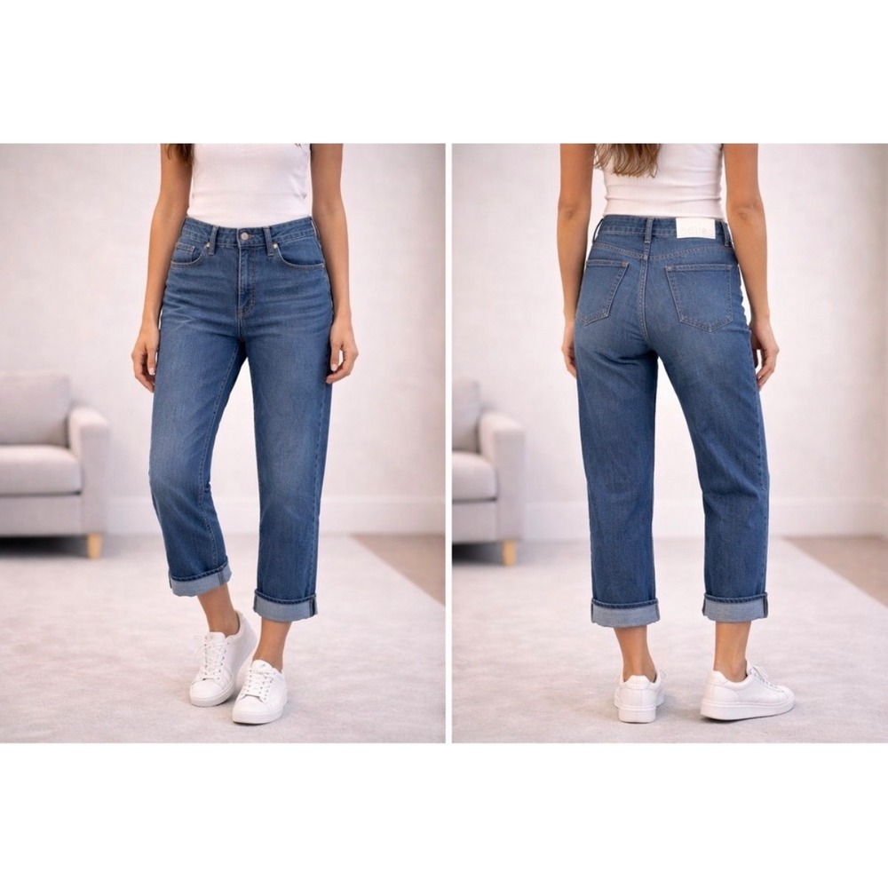 Edited Hunter McGrady Womens High Rise Cuffed Wide Leg Jeans Dark Size 10 New